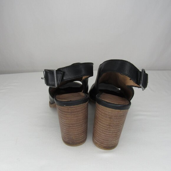 Madewell THE CARY Black Leather Slingback Peep Toe Heel Sandal Women's 7.5 - Picture 4 of 7